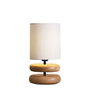 Opviq Lámpara de mesa de madera y PVC Crema